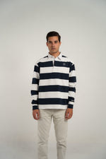 Polo rugby azul y blanco