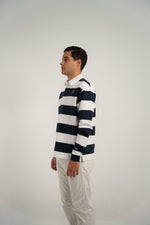 Polo rugby azul y blanco