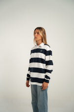 Polo rugby azul y blanco