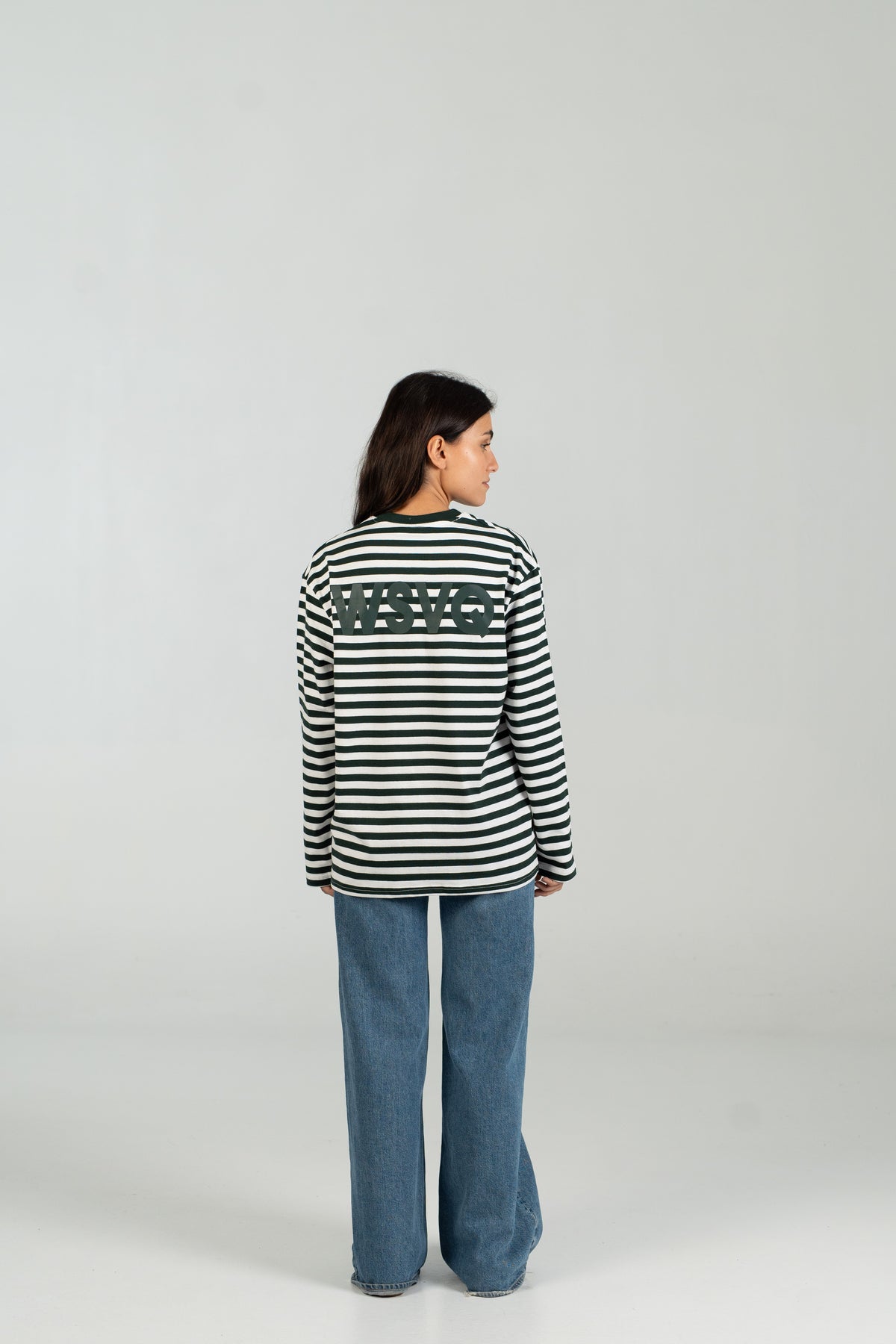 Long striped WEARINGSVQ verde y blanco para chica – vista trasera