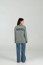 Long striped WEARINGSVQ verde y blanco para chica – vista trasera