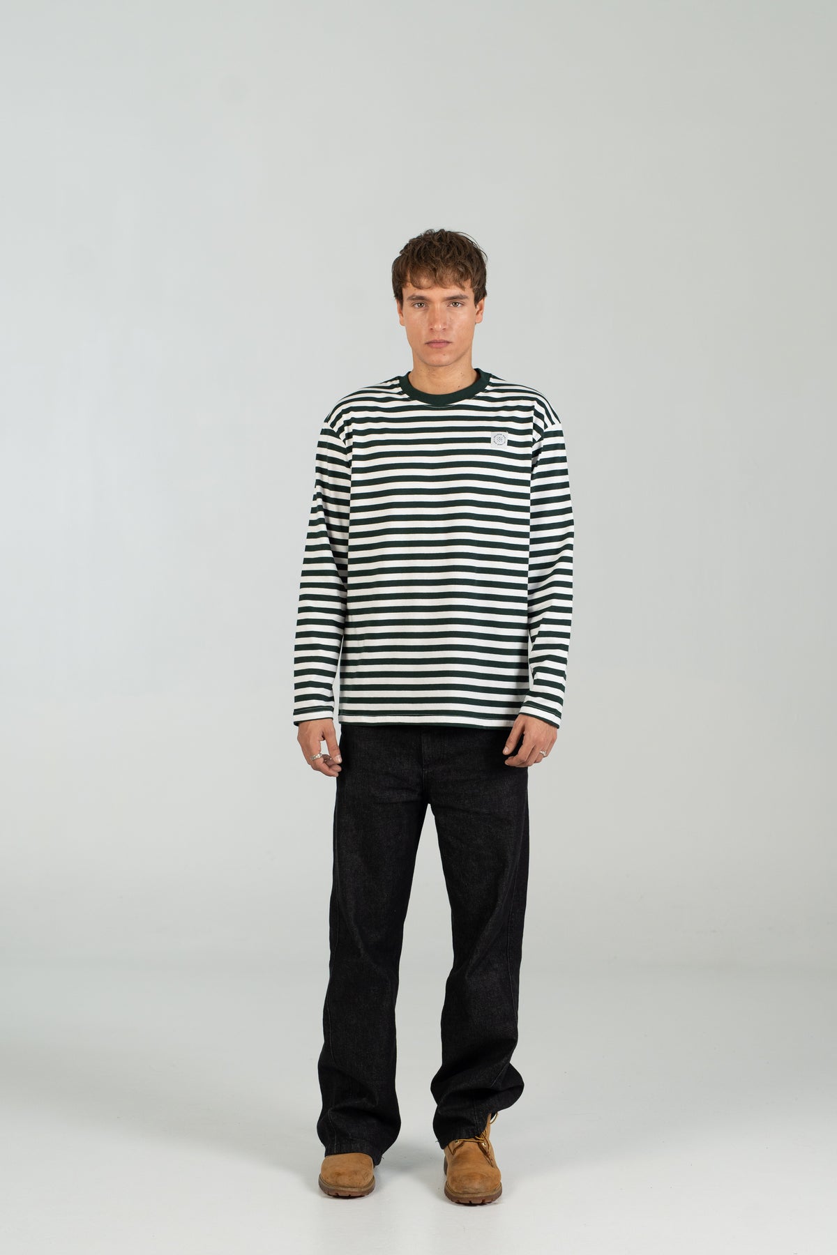 Long striped WEARINGSVQ verde y blanco para chico – vista frontal