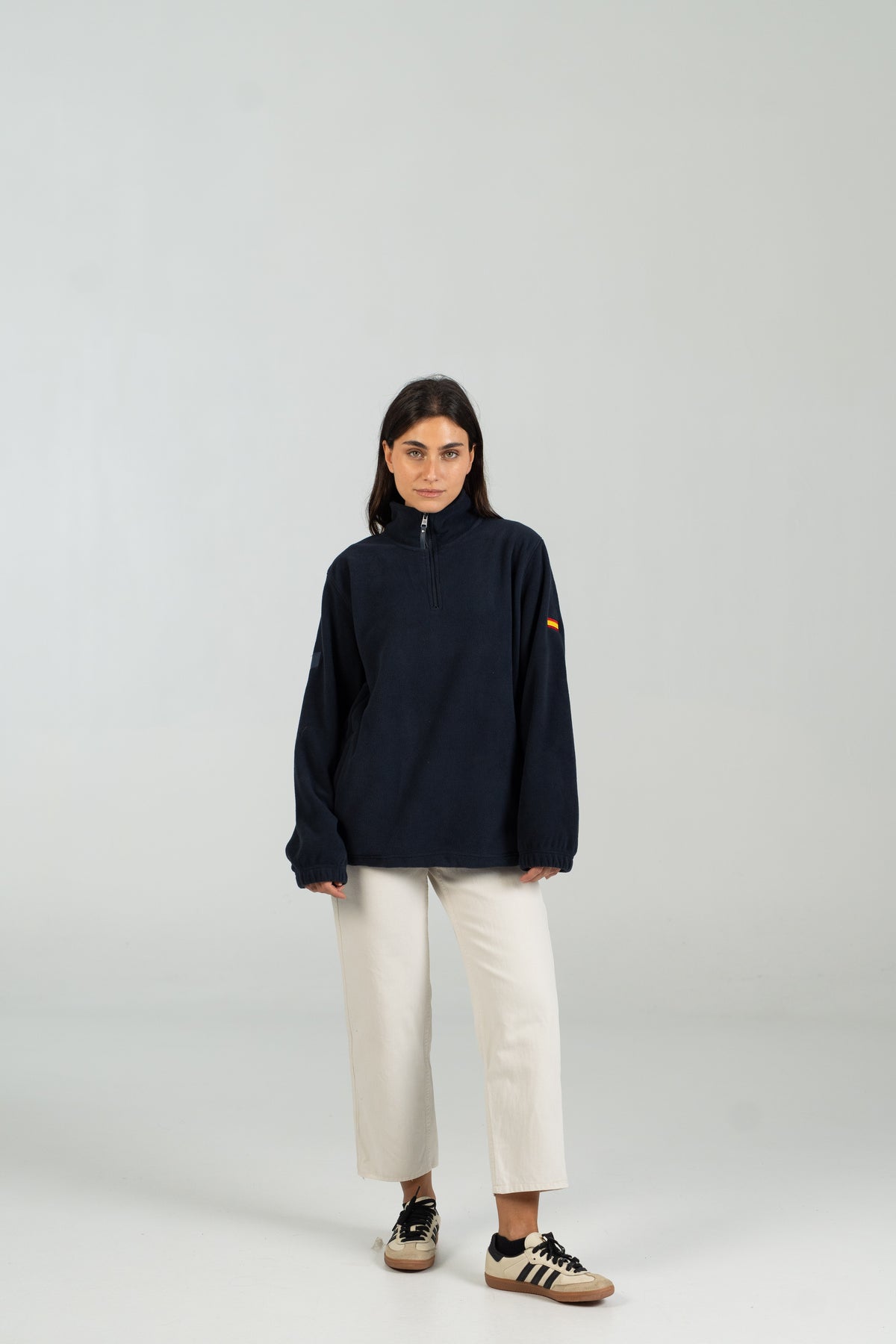 Polar half zip WEARINGSVQ azul marino para chica – vista frontal