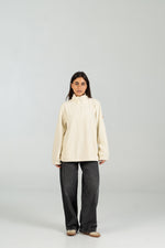 Polar half zip WEARINGSVQ blanco para chica – vista frontal