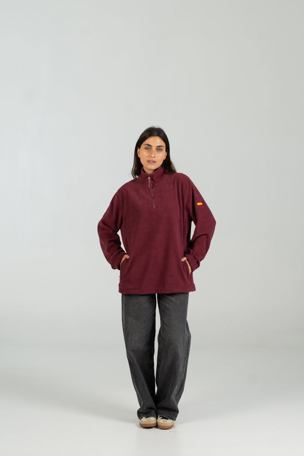 Polar half zip burdeos