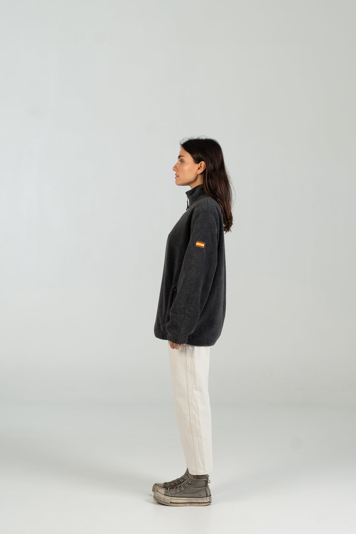 Polar half zip WEARINGSVQ gris para chica – vista lateral