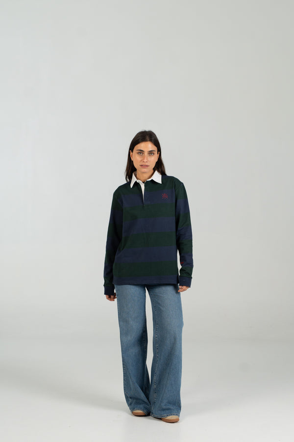 Polo rugby azul y verde