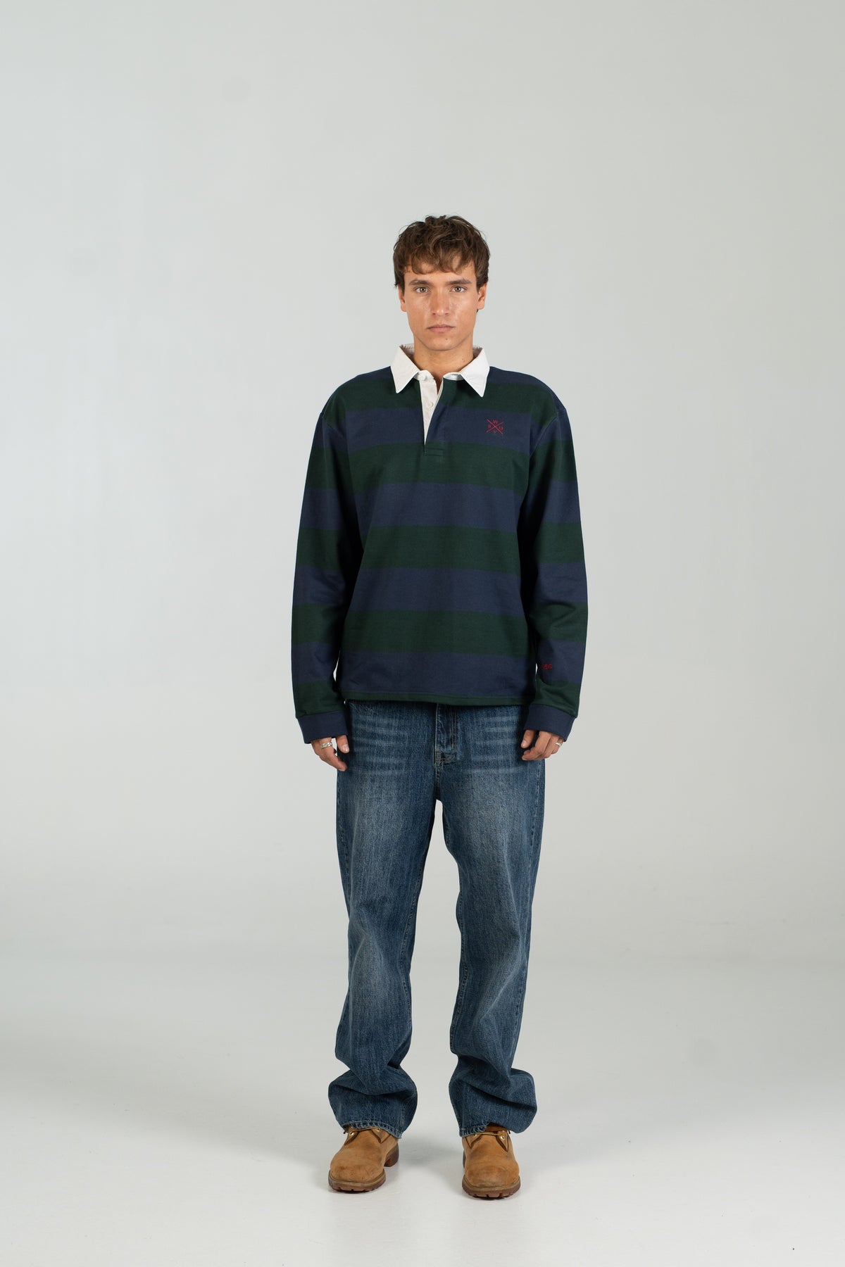 Polo rugby WEARINGSVQ azul y verde para chico – vista frontal