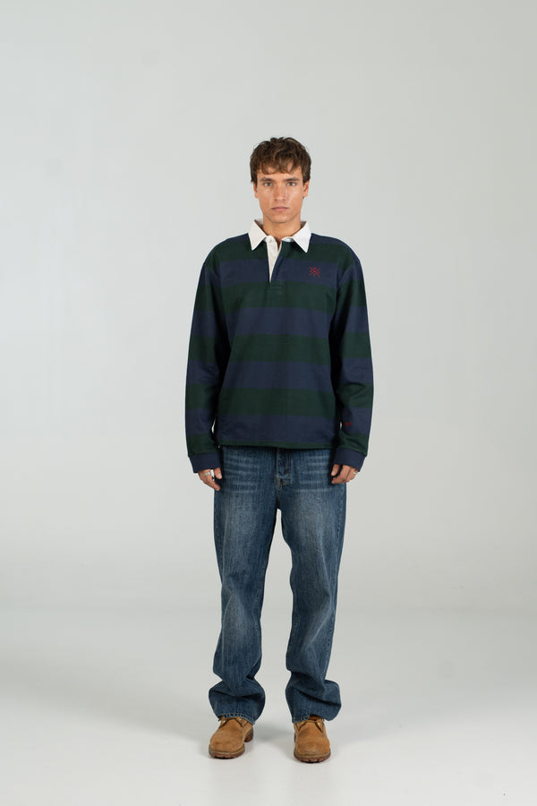 Polo rugby azul y verde