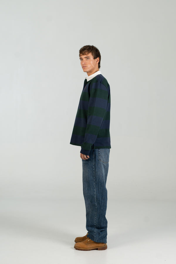 Polo rugby azul y verde