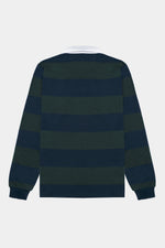 Blue and green rugby polo shirt