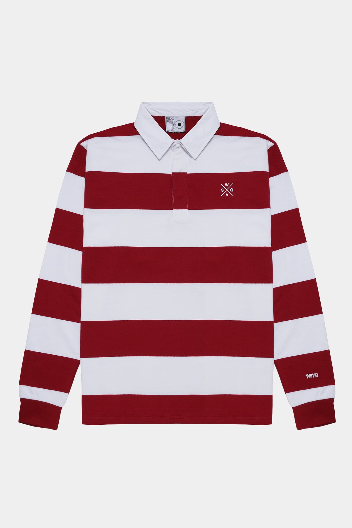 Burgundy and white rugby polo shirt