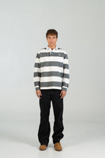 Polo rugby WEARINGSVQ gris y blanco para chico – vista frontal