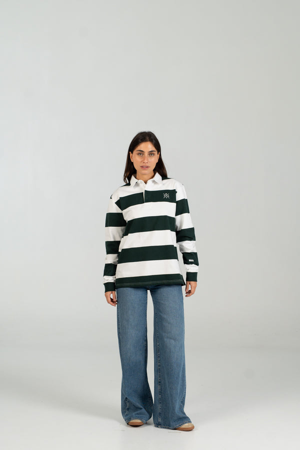 Polo rugby verde y blanco