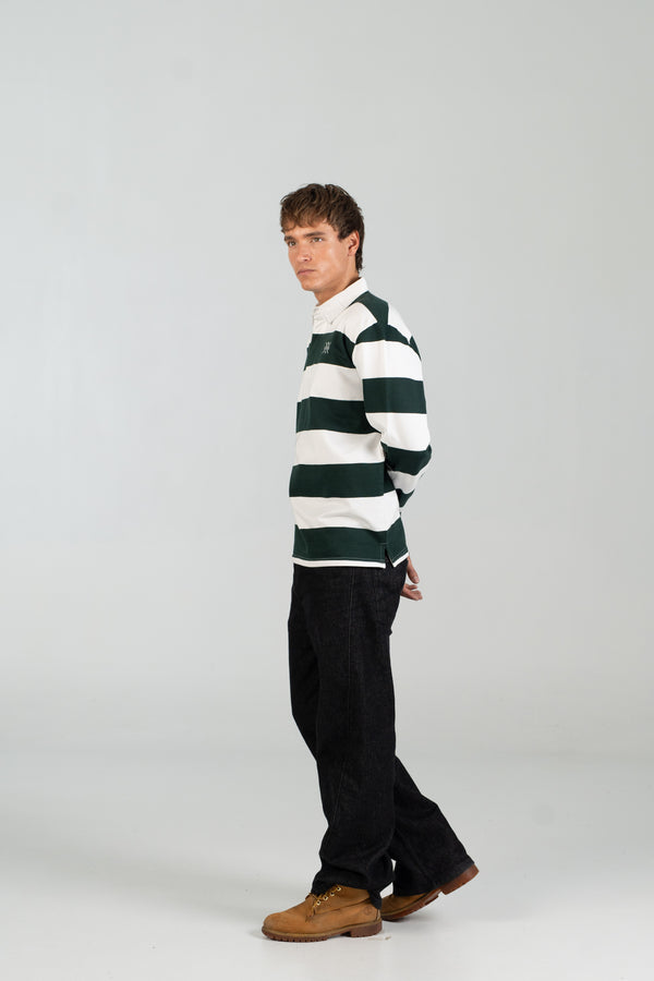 Polo rugby verde y blanco