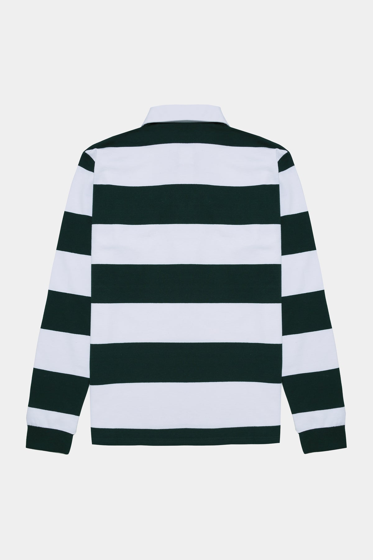 Green and white rugby polo shirt